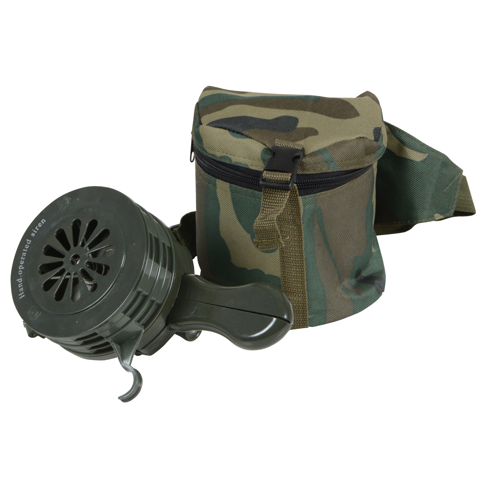 Vestil Plastic Hand Crank Siren - 110dB, Army Green, Model# SIREN-100-P-GN